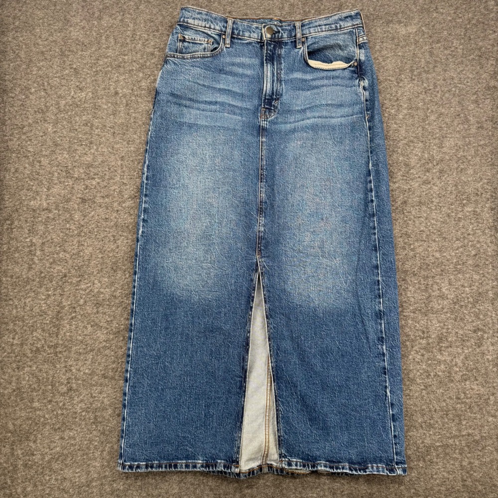 a.n.a Womens High Rise Denim Maxi Skirt Medium Wash Blue Size 10 Front Slit